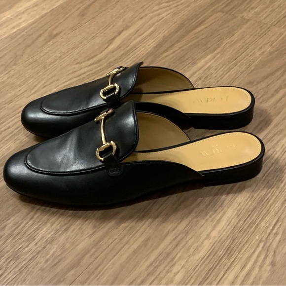 J.Crew Factory Slip-On Flat Mules Loafers Gold Hardware Tan Black Size 7,5 - Picture 3 of 16